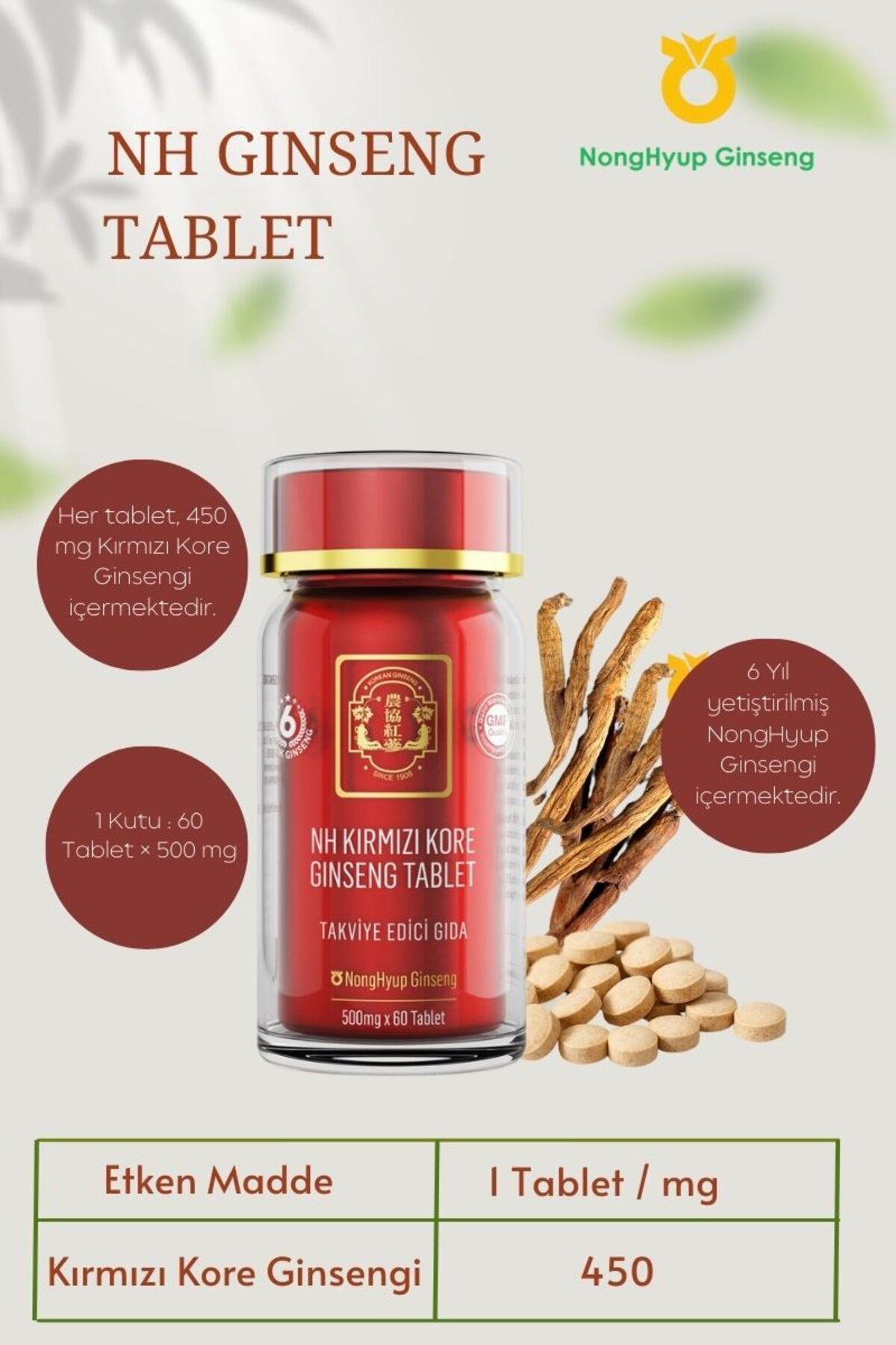 Nonghyup Ginseng Nh Kirmizi Kore Ginseng Tablet