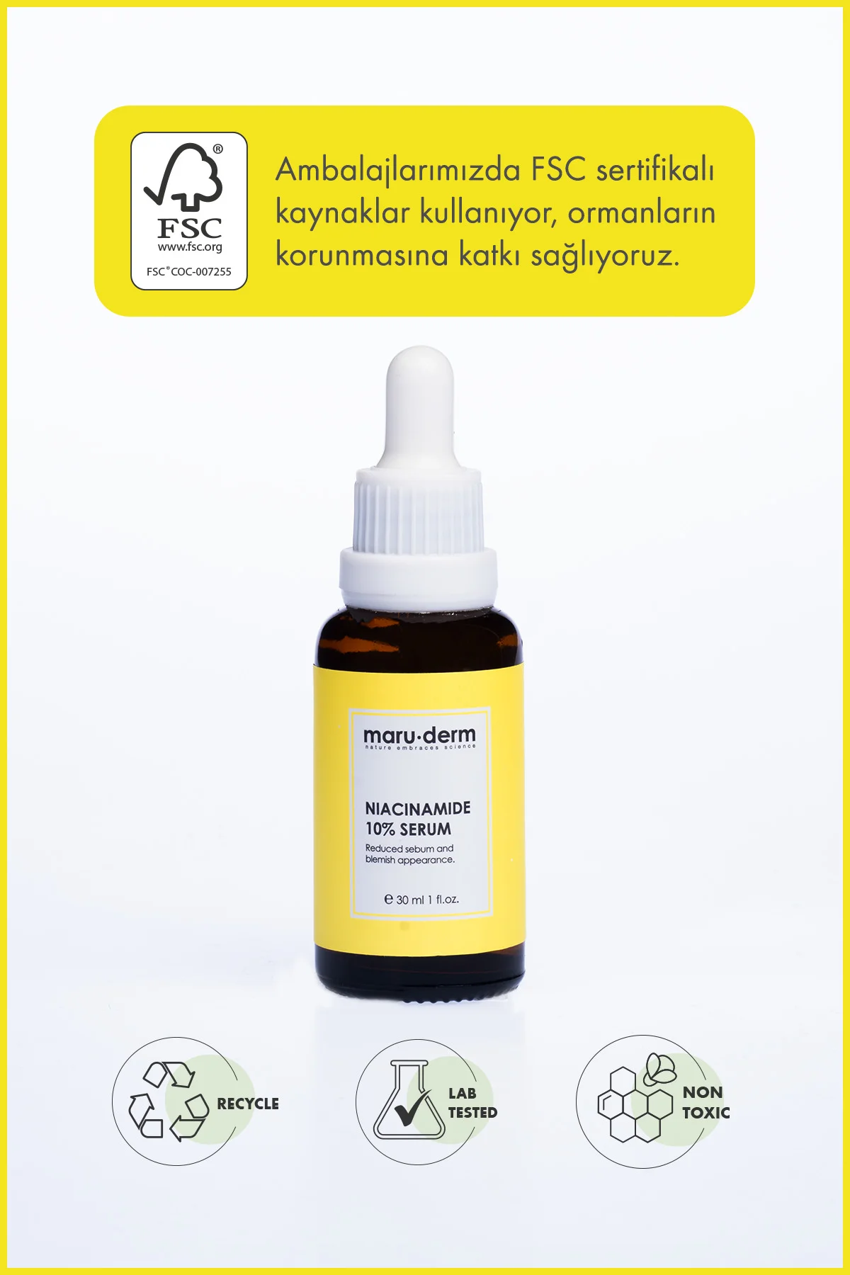 Niacinamide %10 + Hyalüronik Asit + Panthenol Cilt Bakım Serumu 30 ML
