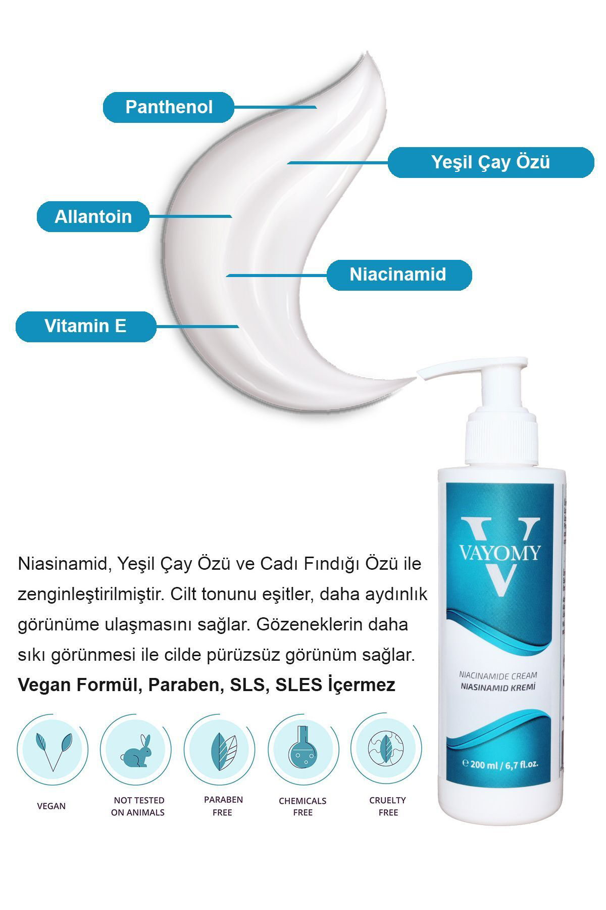 Niasinamid Krem Sivilce ve Leke Karşıtı Bakım Kremi 200mL