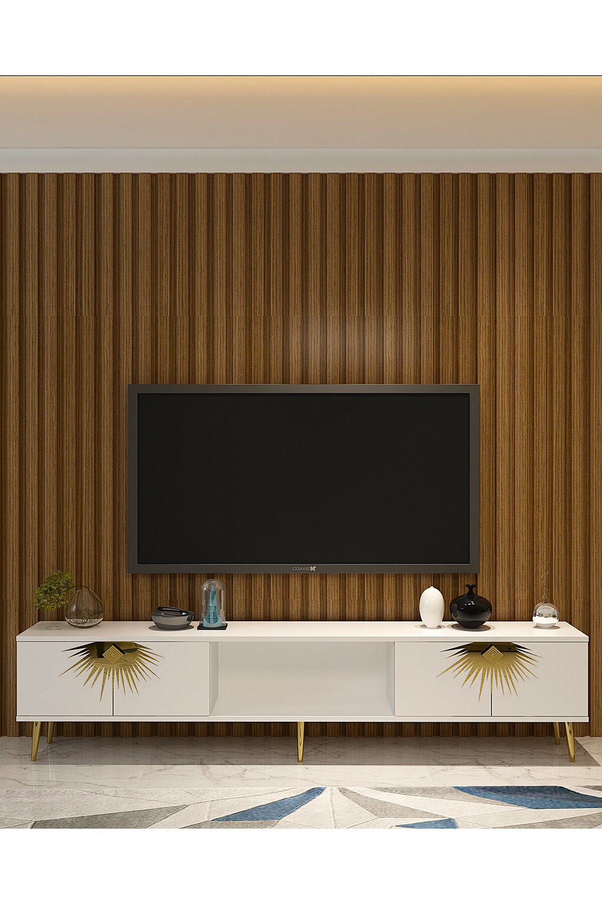 Cantek Dizayn Nidact Tv Sehpasi Beyaz-Altin