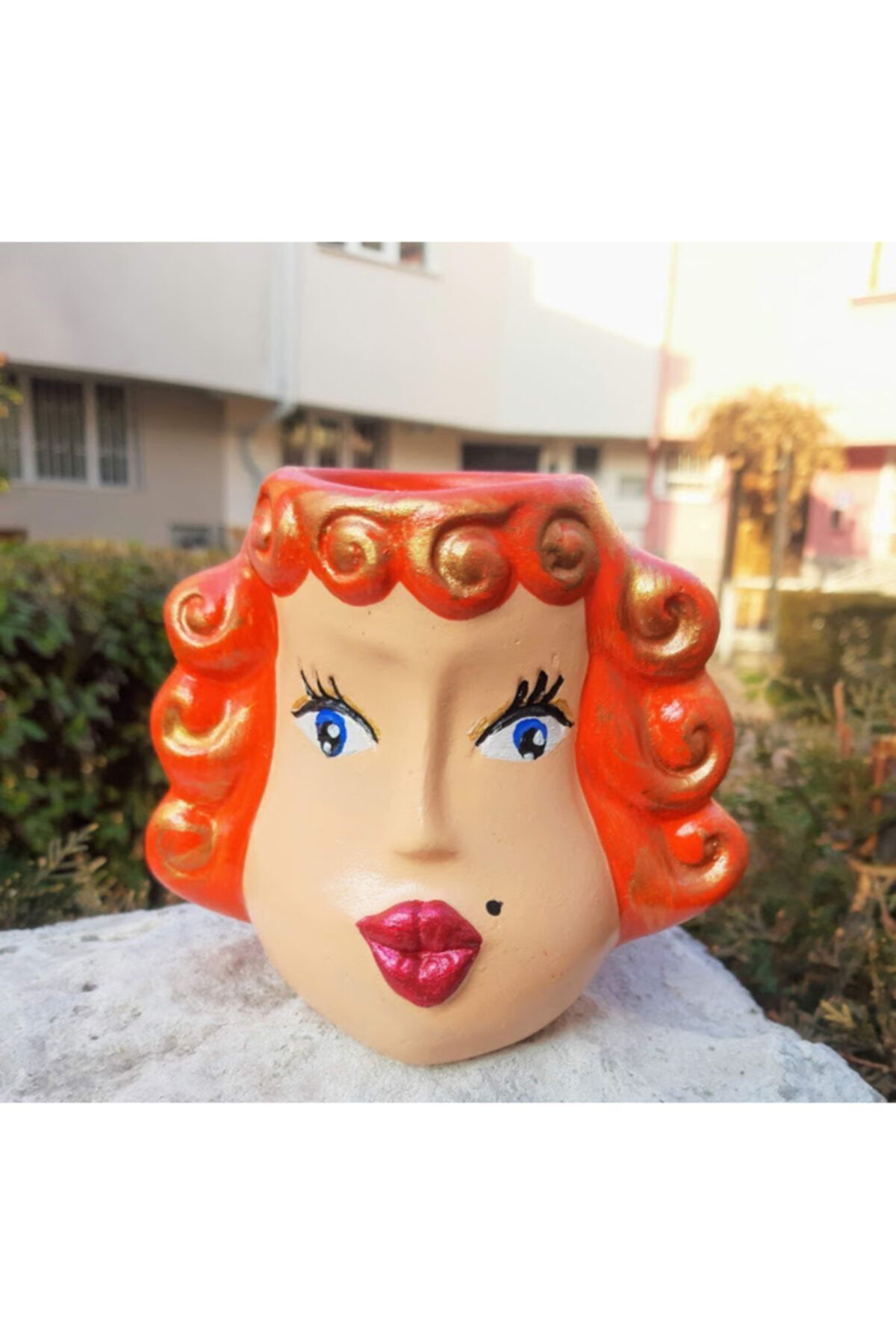 Nigar Hanım Bebek Beton Saksı & Kalemlik & Mumluk ( Dekoratif )