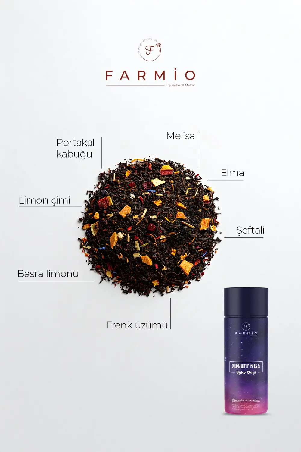 NIGHT SKY – Uyku Çayı – 12 poşet – Melisalı Uyku Destekleyici Çay