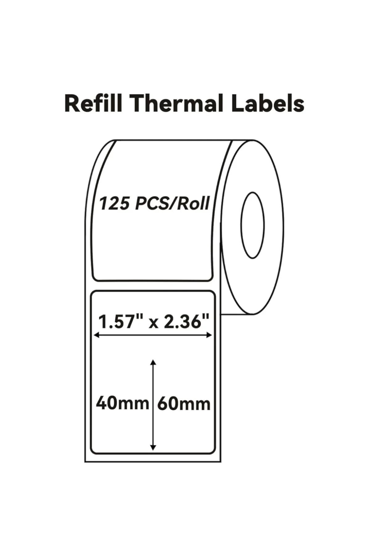 NIIMBOT T40 Etiket 40mm x 60mm 125 adet Şeffaf (B1,B21S,B3S)