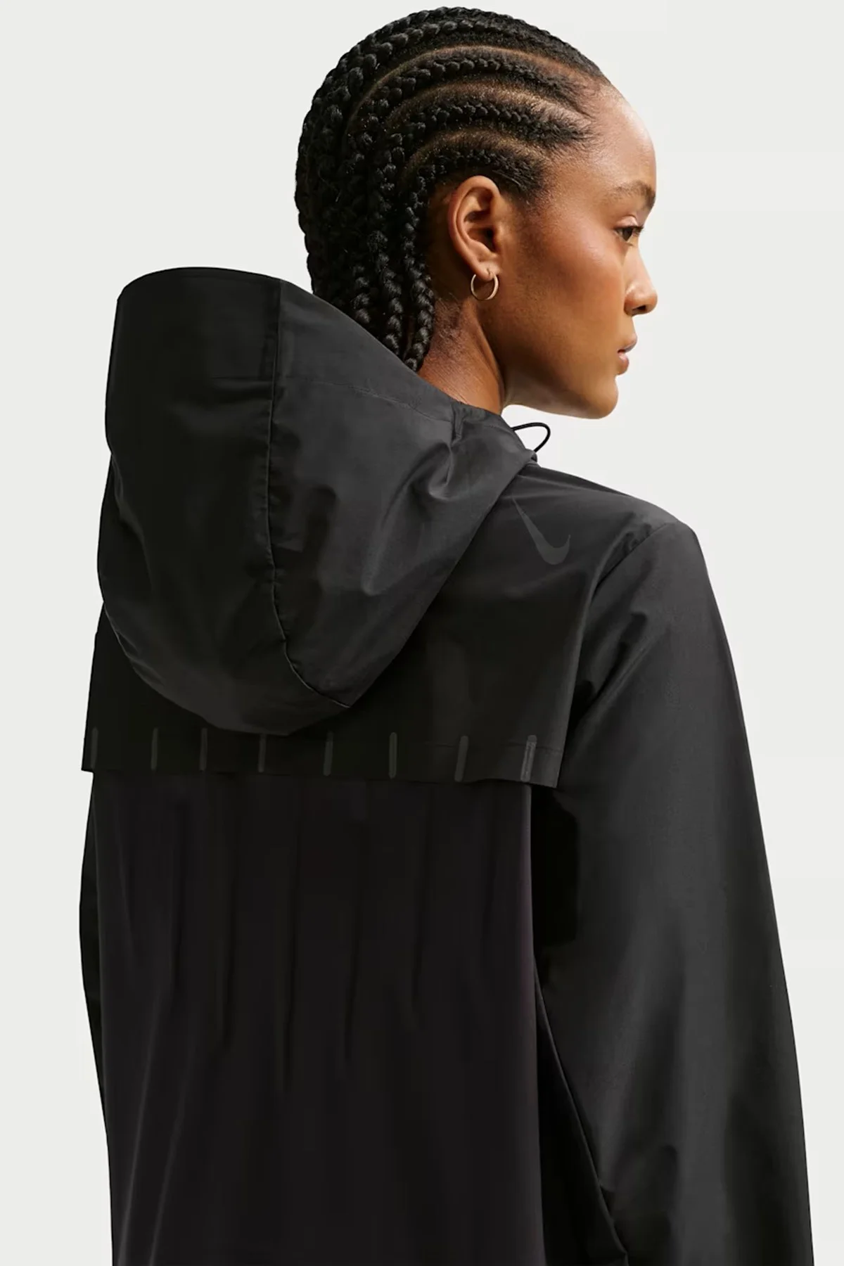 Nike Aeroswift Aerogami Storm-Fit Womens Running Jacket Çanta Olabilen Su İtici Reflektörlü Kadın Koşu Yağmurluk Ceket Siyah