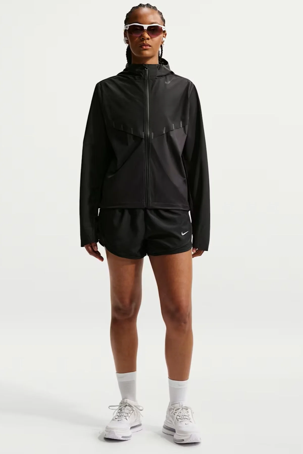 Nike Aeroswift Aerogami Storm-Fit Womens Running Jacket Çanta Olabilen Su İtici Reflektörlü Kadın Koşu Yağmurluk Ceket Siyah