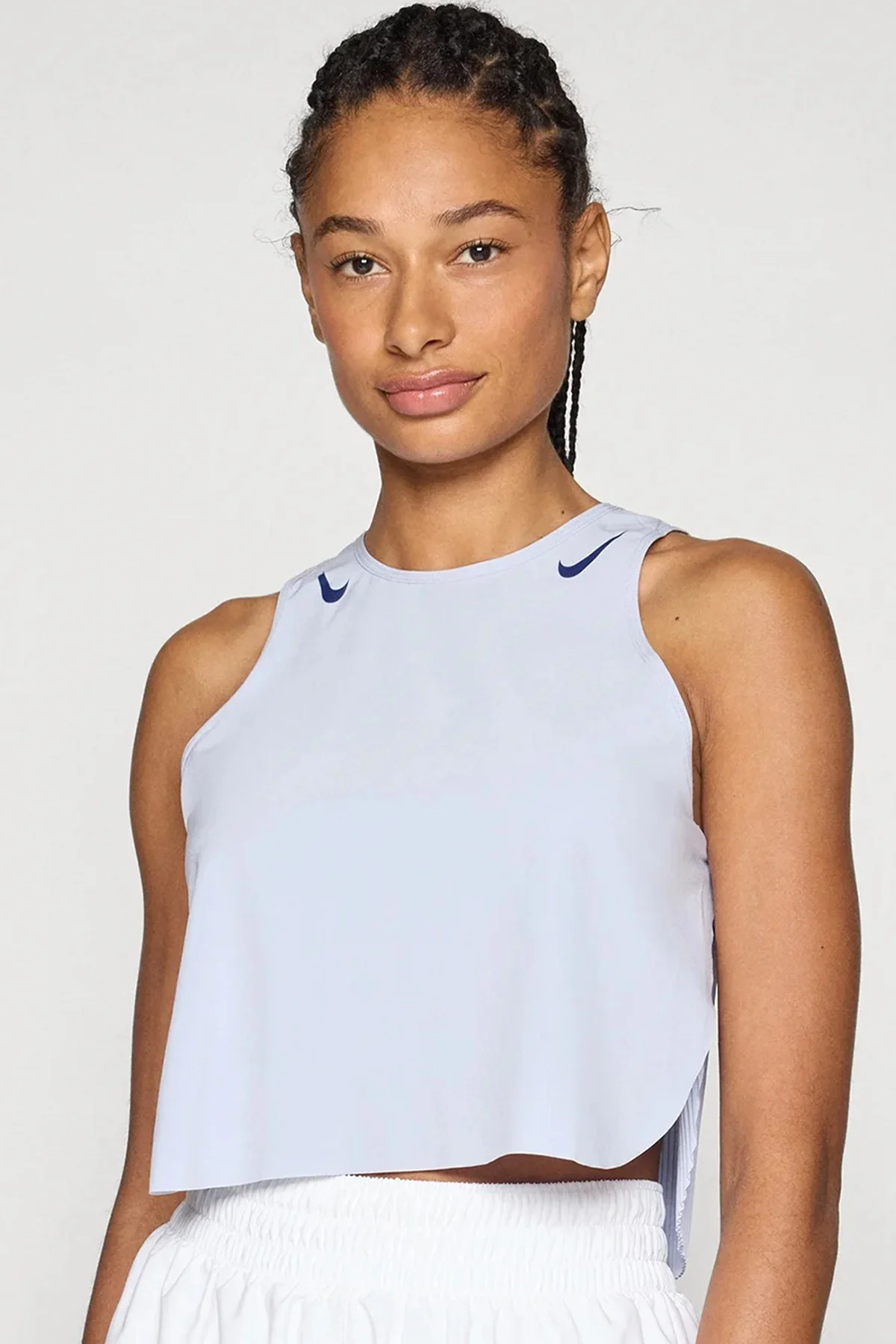 Nike AeroSwift Dri Fit ADV Crop Womens Slim Fit Tank Kadın Pileli Crop Antreman Atleti Mavi Fiyatı, Yorumları ve Özellikleri