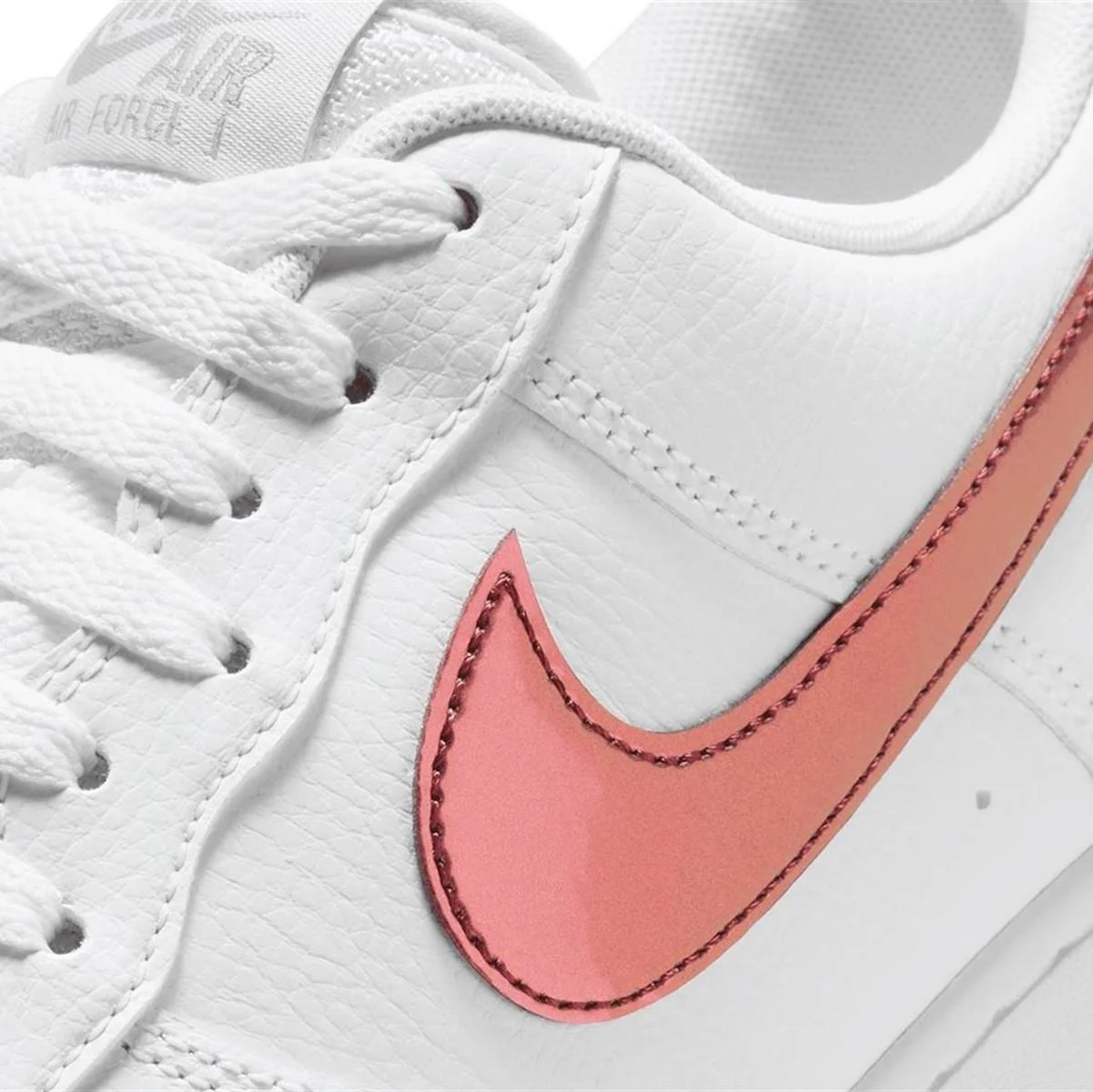 Nike Air Force 1 '07 Trainers White With Metallic Swoosh Leather Sneaker Hakiki Deri Erkek Günlük Spor Ayakkabı Beyaz