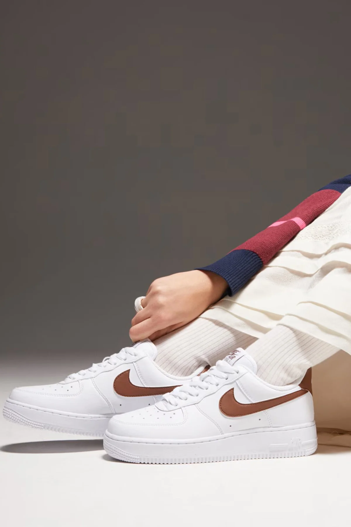 Nike Air Force 1 07 AF1 Next Nature Womens Sneaker Kadın Günlük Spor Ayakkabı Beyaz-Kahverengi