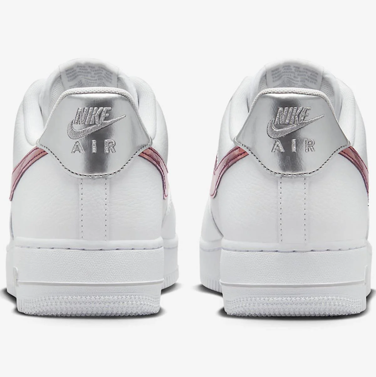 Nike Air Force 1 '07 Trainers White With Metallic Swoosh Leather Sneaker Hakiki Deri Erkek Günlük Spor Ayakkabı Beyaz