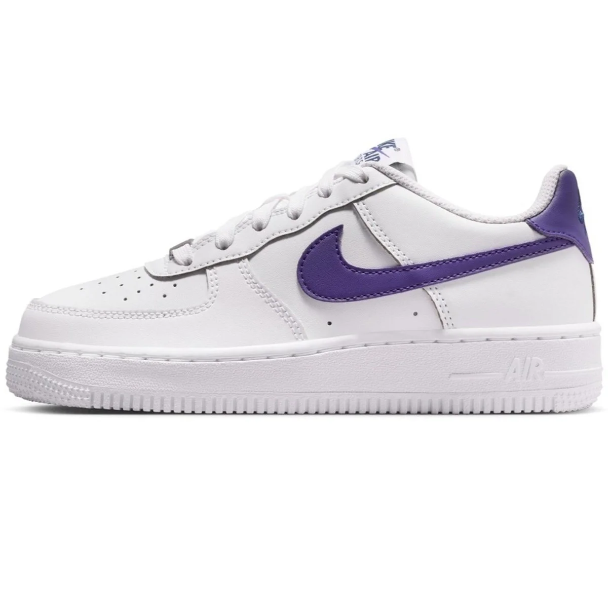 Nike Air Force 1 AF1 GS Leather Unisex Sneaker Swoosh Hakiki Deri Günlük Spor Ayakkabı Beyaz Mor Nike Air Force 1 AF1 GS Leather Unisex Sneaker Swoosh Hakiki Deri Günlük Spor Ayakkabı Beyaz Mor