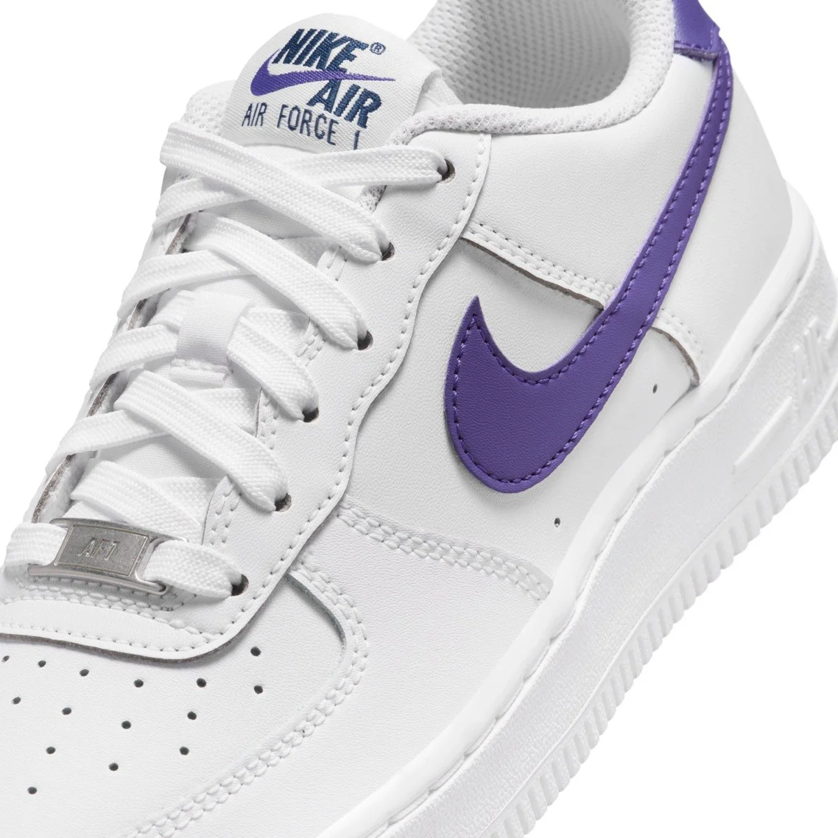 Nike Air Force 1 AF1 GS Leather Unisex Sneaker Swoosh Hakiki Deri Günlük Spor Ayakkabı Beyaz Mor Nike Air Force 1 AF1 GS Leather Unisex Sneaker Swoosh Hakiki Deri Günlük Spor Ayakkabı Beyaz Mor