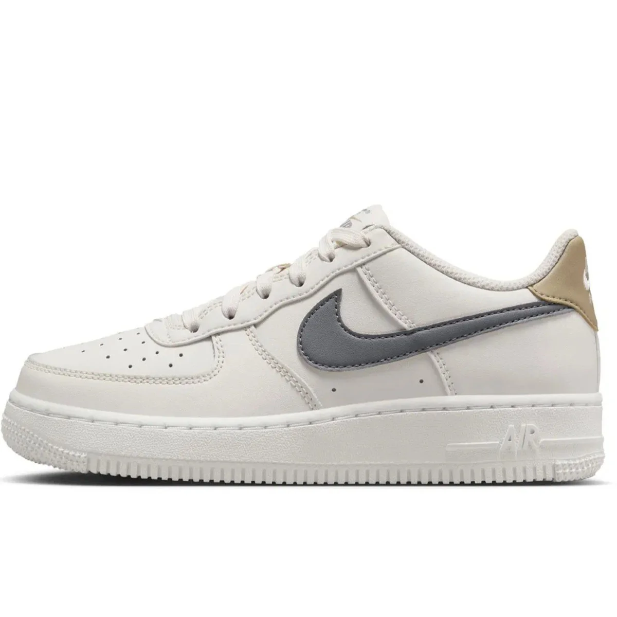 Nike Air Force 1 AF1 GS Leather Unisex Sneaker Swoosh Hakiki Deri Günlük Spor Ayakkabı Krem Gri Fiyatı, Yorumları ve Özellikleri
