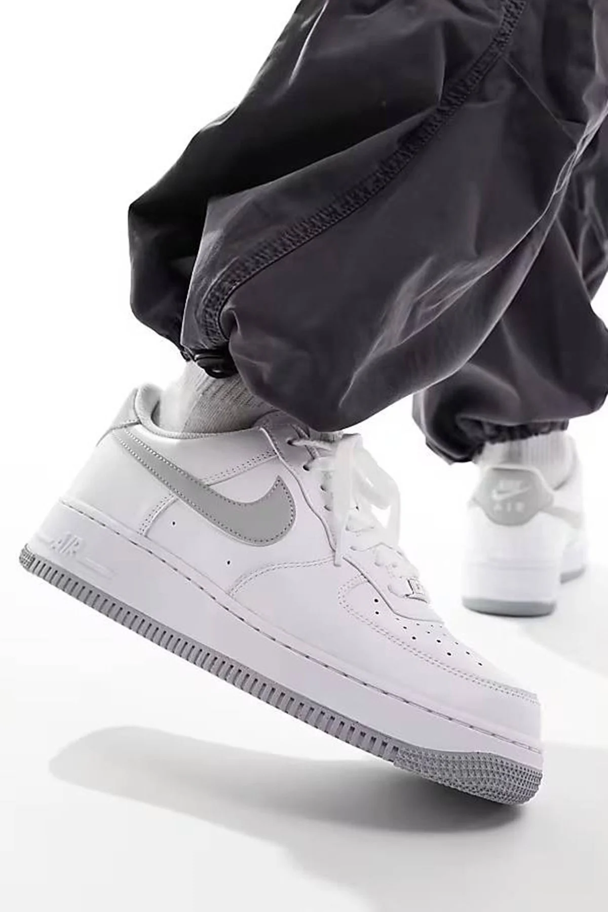 Nike Air Force 1 Low  AF1 Unisex Leather Sneaker Hakiki Deri Unisex Günlük Spor Ayakkabı Beyaz Gri