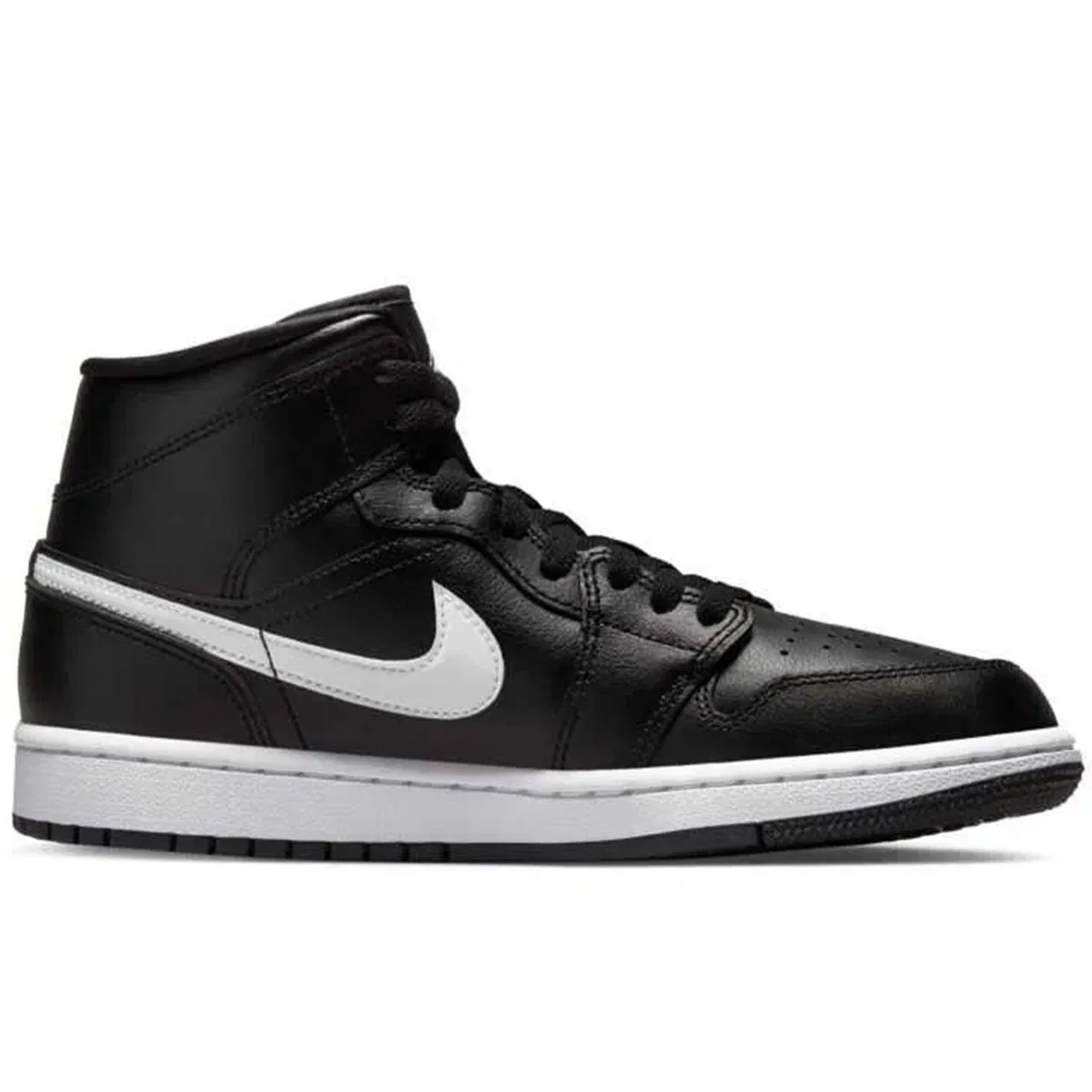 Nike Air Jordan 1 Mid Unisex Leather Sneaker Hakiki Deri Bilekli Günlük Spor Ayakkabı Siyah Nike Air Jordan 1 Mid Unisex Leather Sneaker Hakiki Deri Bilekli Günlük Spor Ayakkabı Siyah