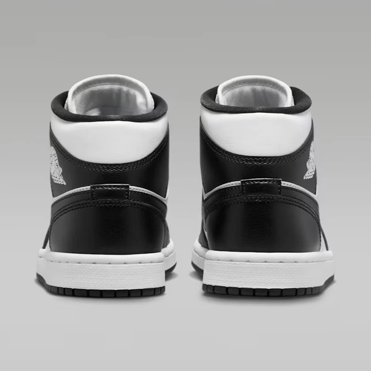 Nike Air Jordan 1 Mid Panda Unisex Leather Sneaker Hakiki Deri Bilekli Günlük Spor Ayakkabı Siyah-Beyaz