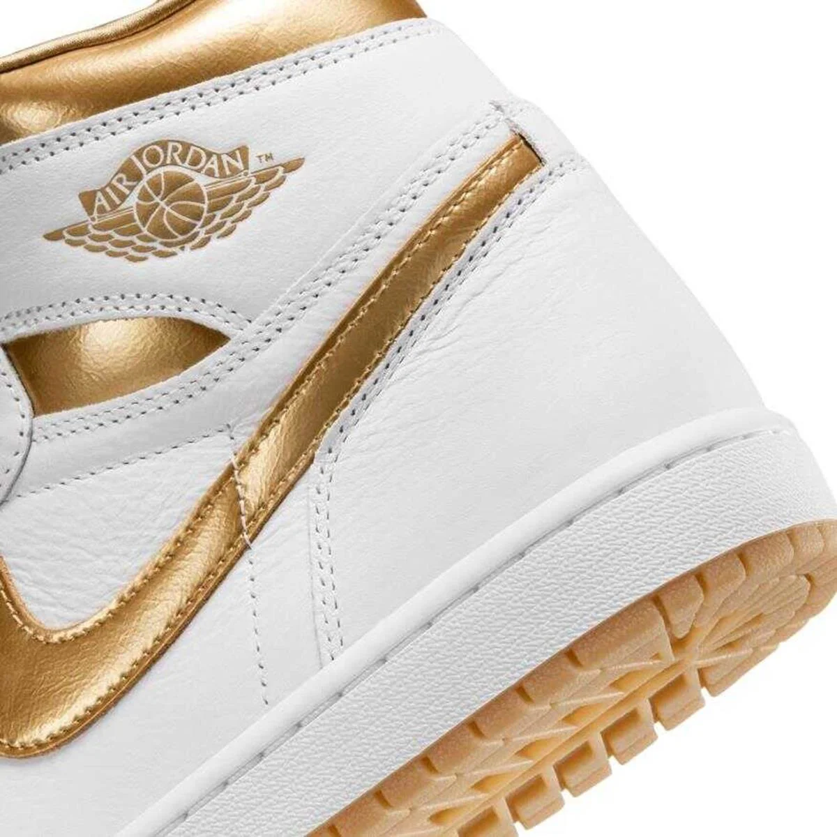 Nike Air Jordan 1 MİD Retro Unisex Sneaker Hakiki Deri Bilekli Spor Ayakkabı Beyaz-Gold