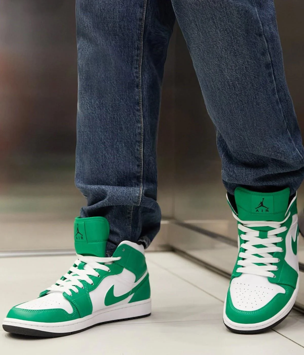 Nike Air Jordan 1 MİD Leather Sneaker Hakiki Deri Bilekli Günlük Spor Ayakkabı Beyaz Yeşil