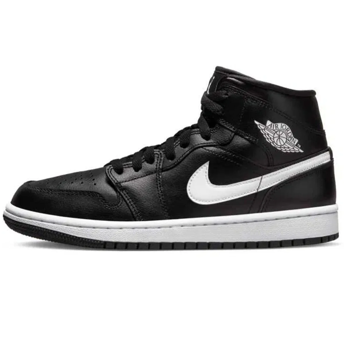 Nike Air Jordan 1 Mid Unisex Leather Sneaker Hakiki Deri Bilekli Günlük Spor Ayakkabı Siyah Nike Air Jordan 1 Mid Unisex Leather Sneaker Hakiki Deri Bilekli Günlük Spor Ayakkabı Siyah