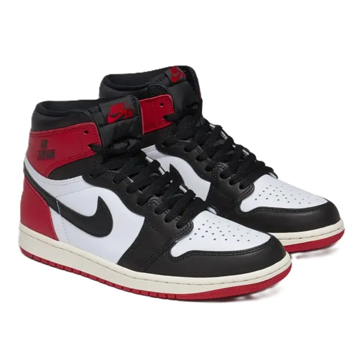 Nike Air Jordan 1 Retro High OG Unisex White Red Sneaker Hakiki Deri Bilekli Günlük Spor Ayakkabı Beyaz Kırmızı