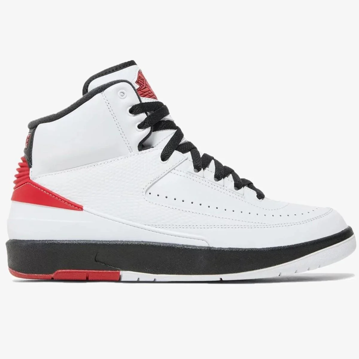 Nike Air Jordan 2 Retro Chicago Leather Unisex Sneaker Hakiki Deri Bilekli Günlük Spor Ayakkabı Beyaz Kırmızı Siyah