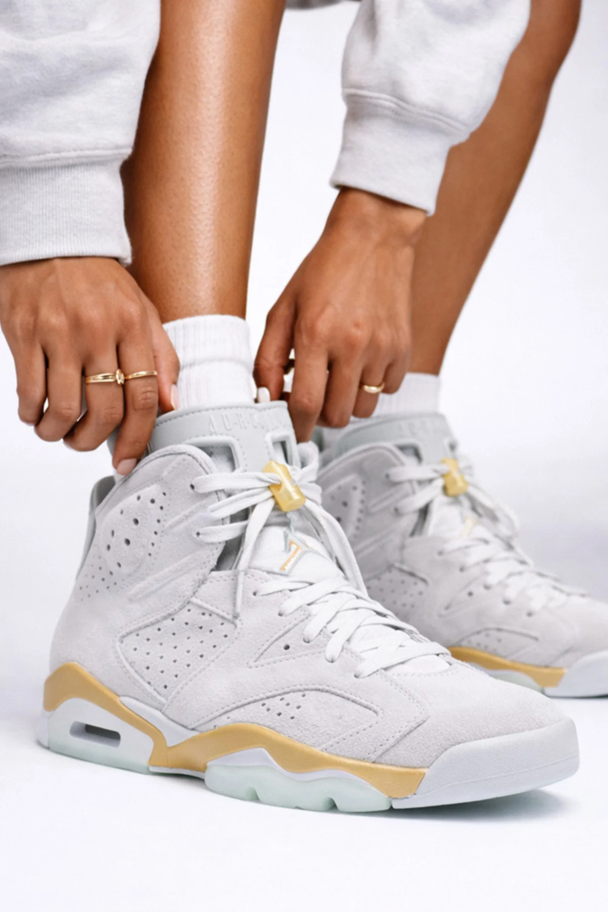 Nike Air Jordan 6 Retro Leather Women's Sneaker Hakiki Deri Bilekli Günlük Kadın Spor Ayakkabı Gri