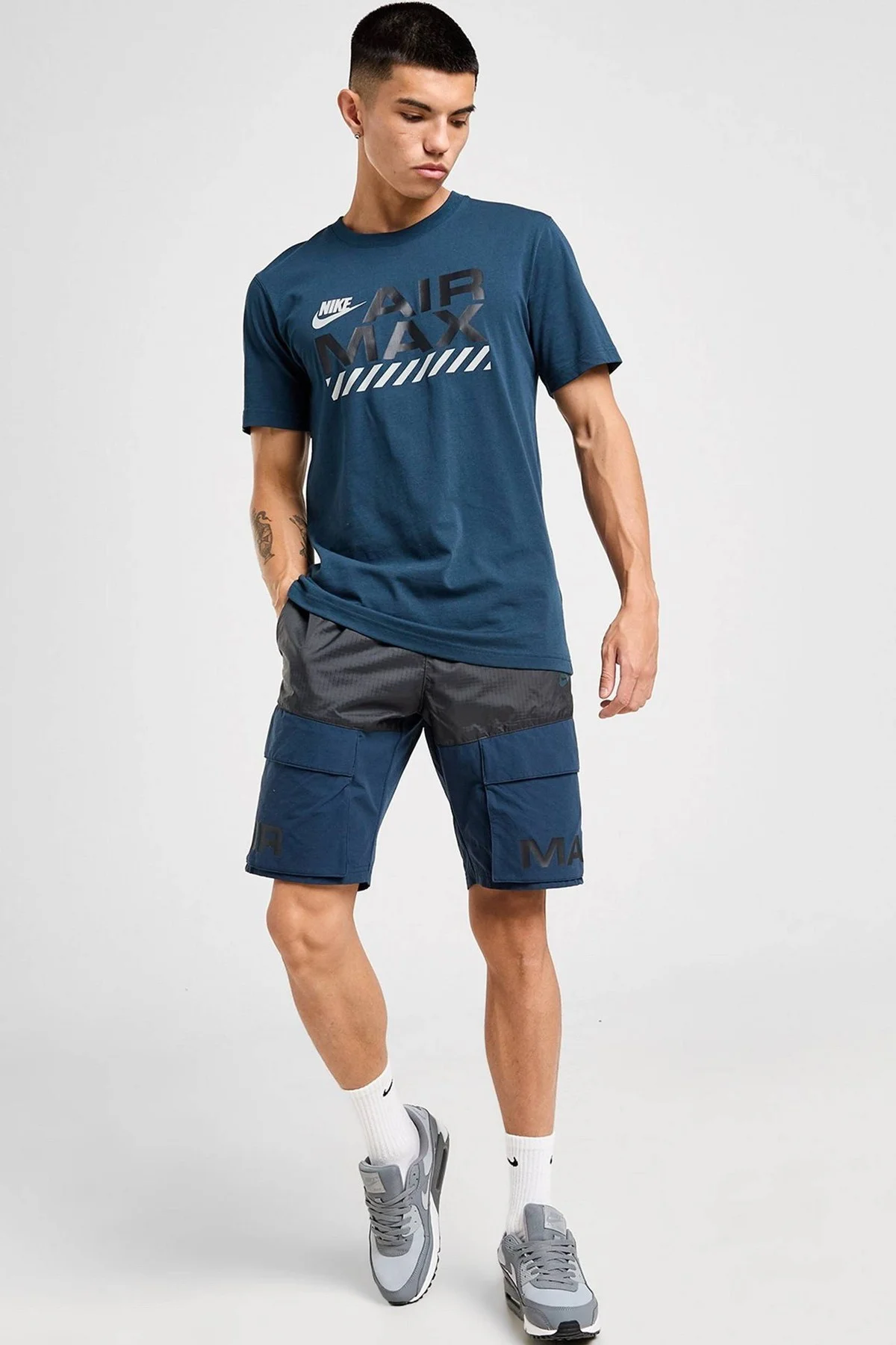 Nike Air Max Cotton Men's T-Shirt Erkek Pamuklu Tişört Petrol Mavisi
