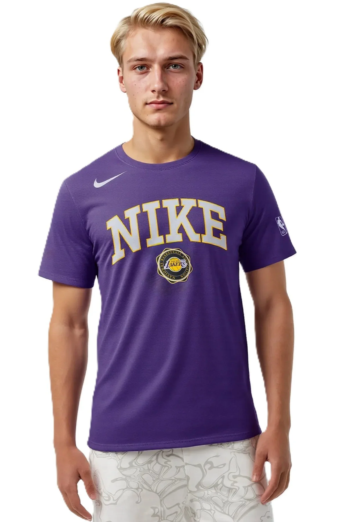 Nike Basketball NBA LA Lakers Unisex Team Logo Graphic T-shirt Purple Unisex Pamuklu Tişört Mor Nike Basketball NBA LA Lakers Unisex Team Logo Graphic T-shirt Purple Unisex Pamuklu Tişört Mor