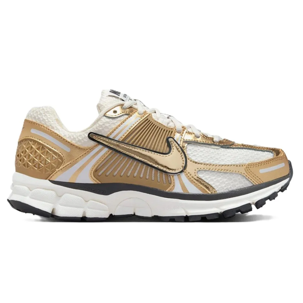 Nike Bowerman Zoom Vomero 5 Metallic Gold Leather Sneaker Hakiki Deri Kadın Günlük Spor Ayakkabı Beyaz Sarı