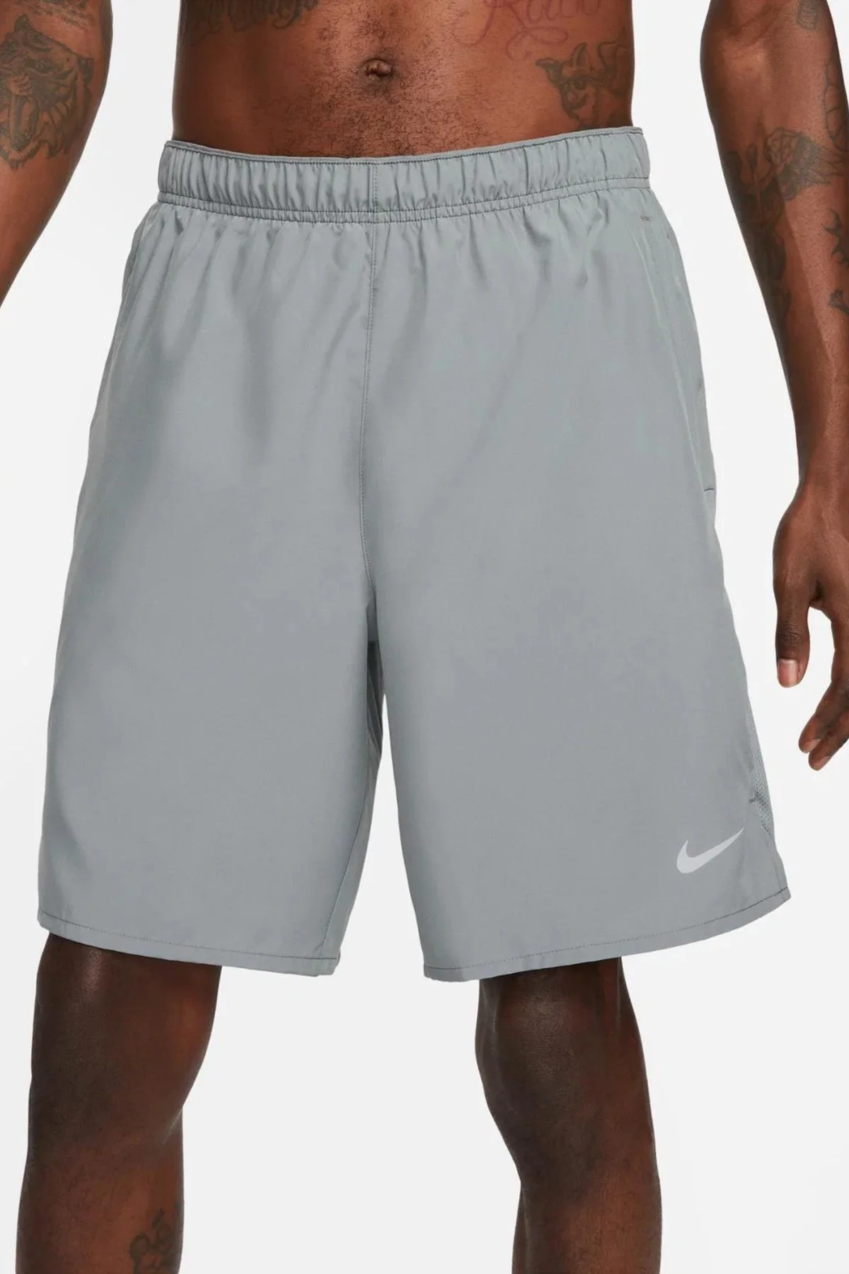 Nike Challenger Mens Running Shorts 9 İnç Reflektörlü Erkek Koşu Antreman Şortu Gri