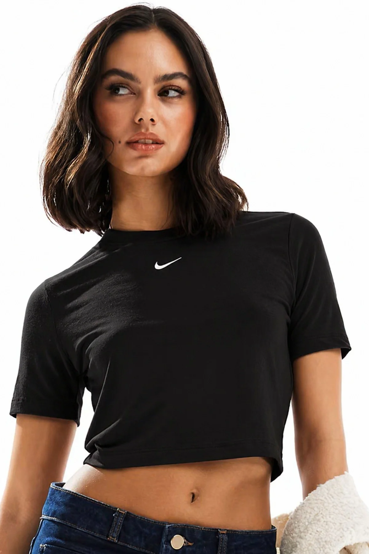 Nike Chill Knit Crop Womens Slim Fit T-shirt Kadın Kısa Dar Kesim Tişört Siyah