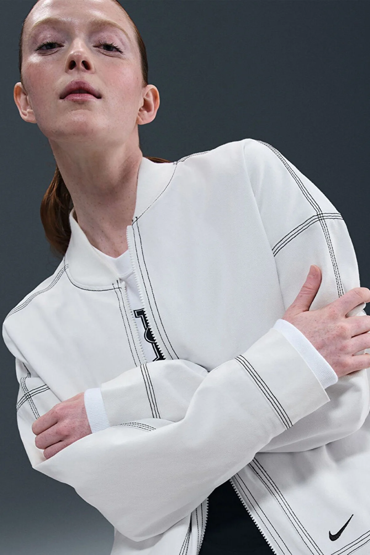 Nike Clothing Street GX Oversized Cargo Jacket Bol Kesim Ferrmuarlı Kanvas Kadın Ceket Beyaz
