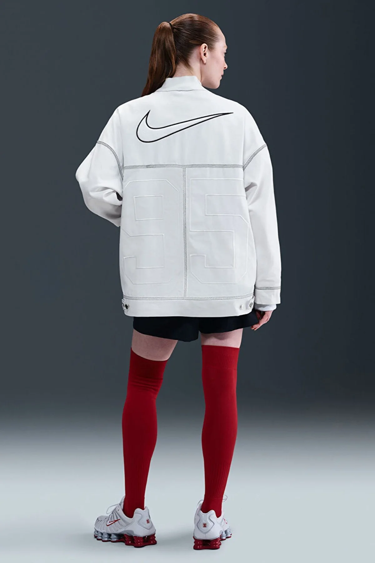 Nike Clothing Street GX Oversized Cargo Jacket Bol Kesim Ferrmuarlı Kanvas Kadın Ceket Beyaz