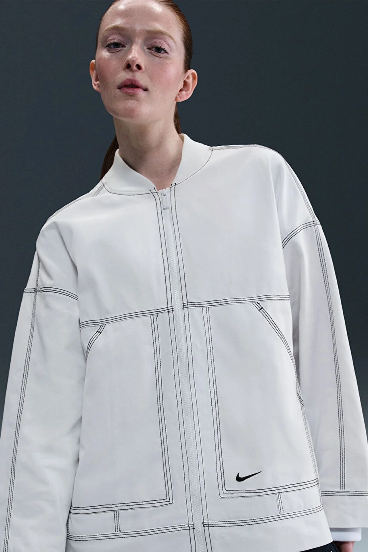 Nike Clothing Street GX Oversized Cargo Jacket Bol Kesim Ferrmuarlı Kanvas Kadın Ceket Beyaz