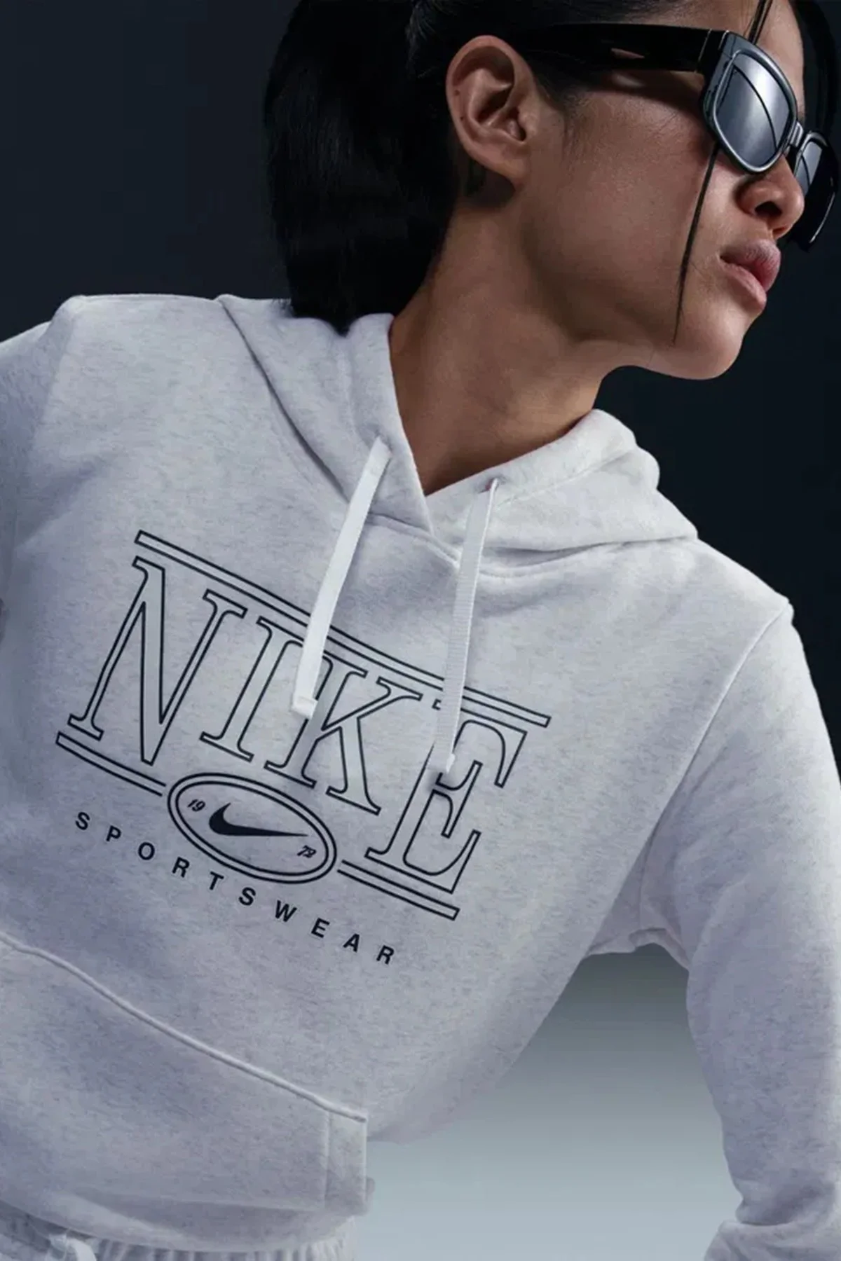 Nike Club Fleece GX Hoodie Women Sweatshirt Kapüşonlu Kadın Kazak Kirli Beyaz