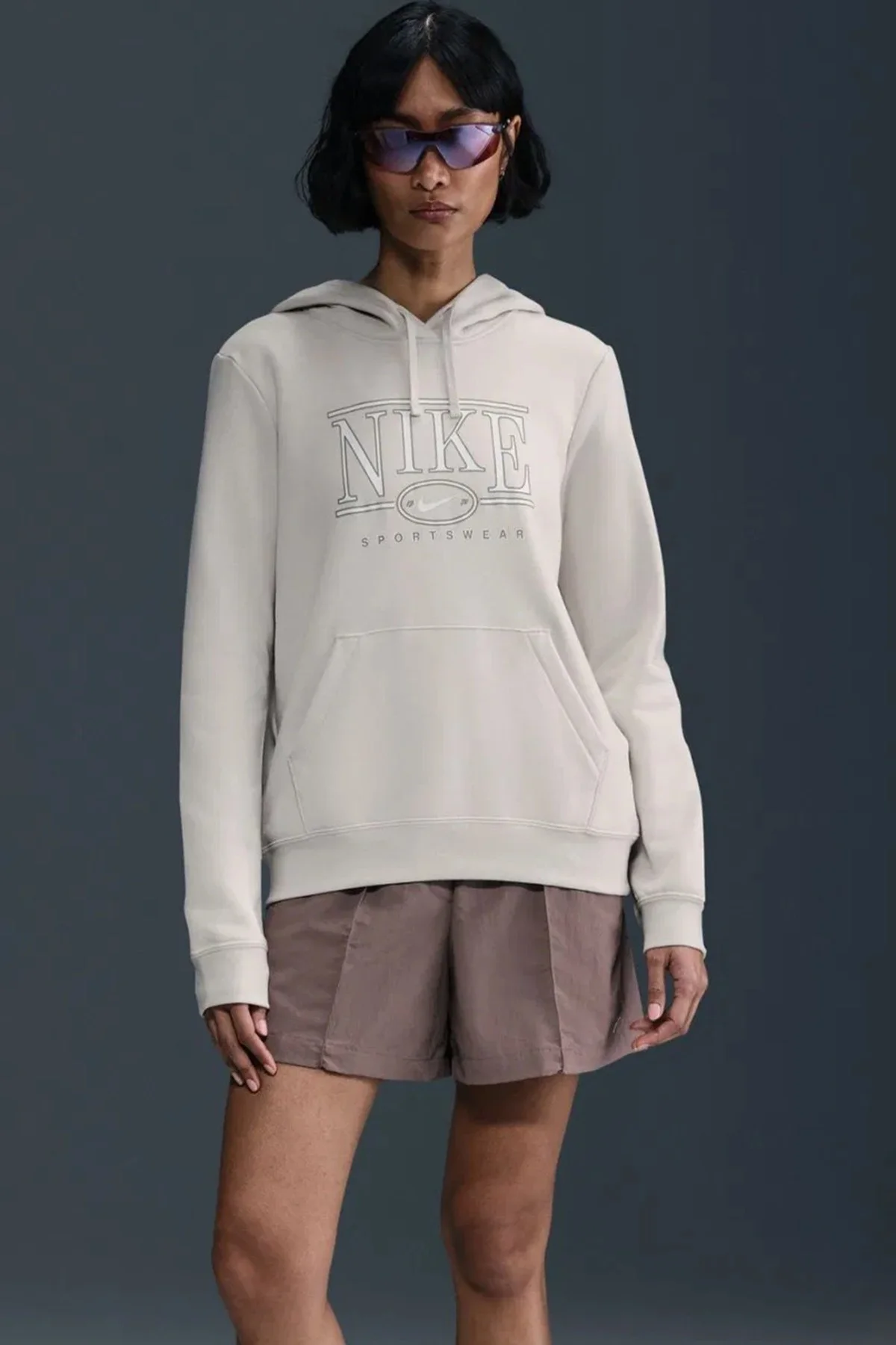 Nike Club Fleece GX Hoodie Women Sweatshirt Kapüşonlu Kadın Kazak Kirli Beyaz