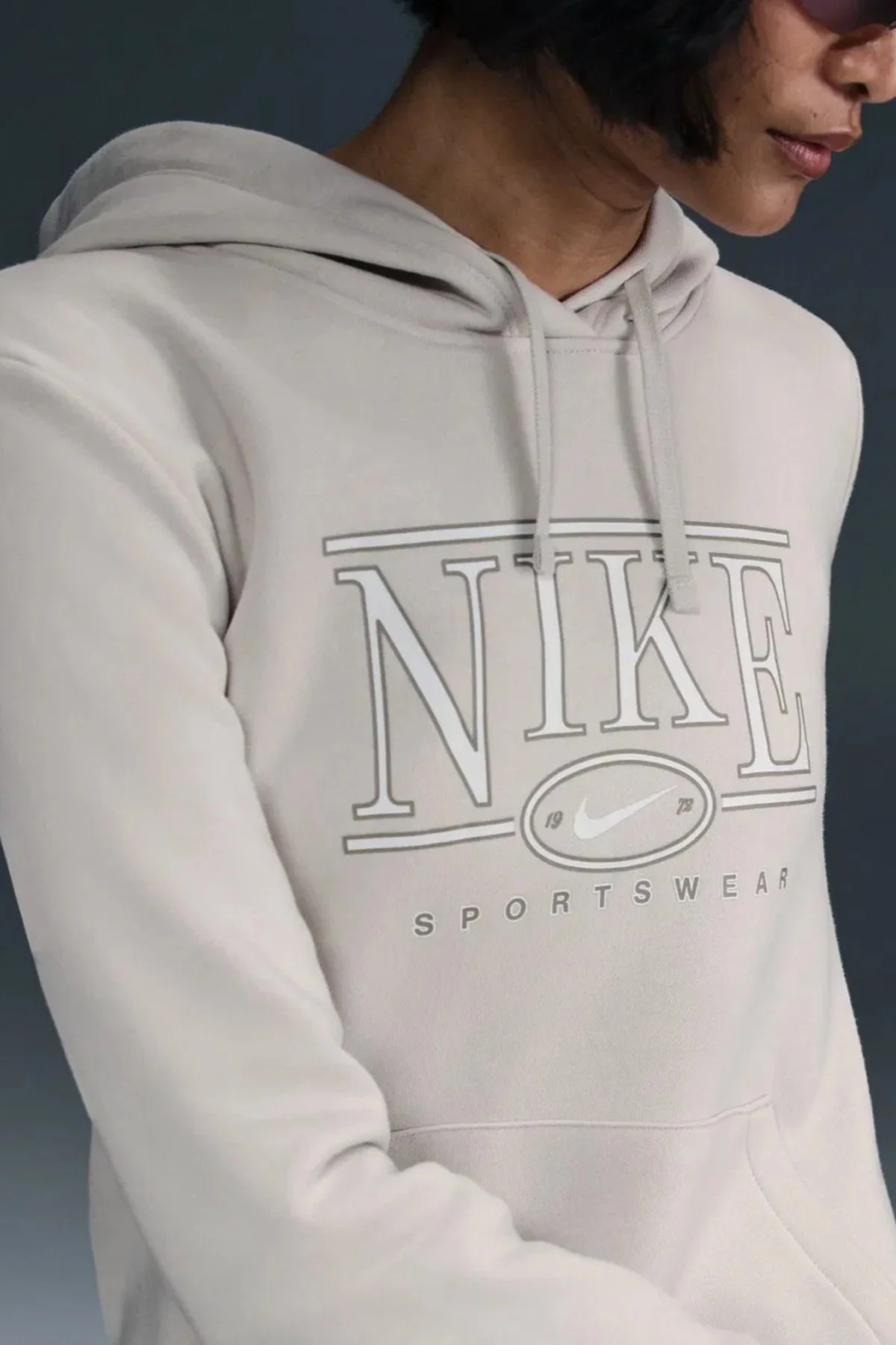 Nike Club Fleece GX Hoodie Women Sweatshirt Kapüşonlu Kadın Kazak Kirli Beyaz