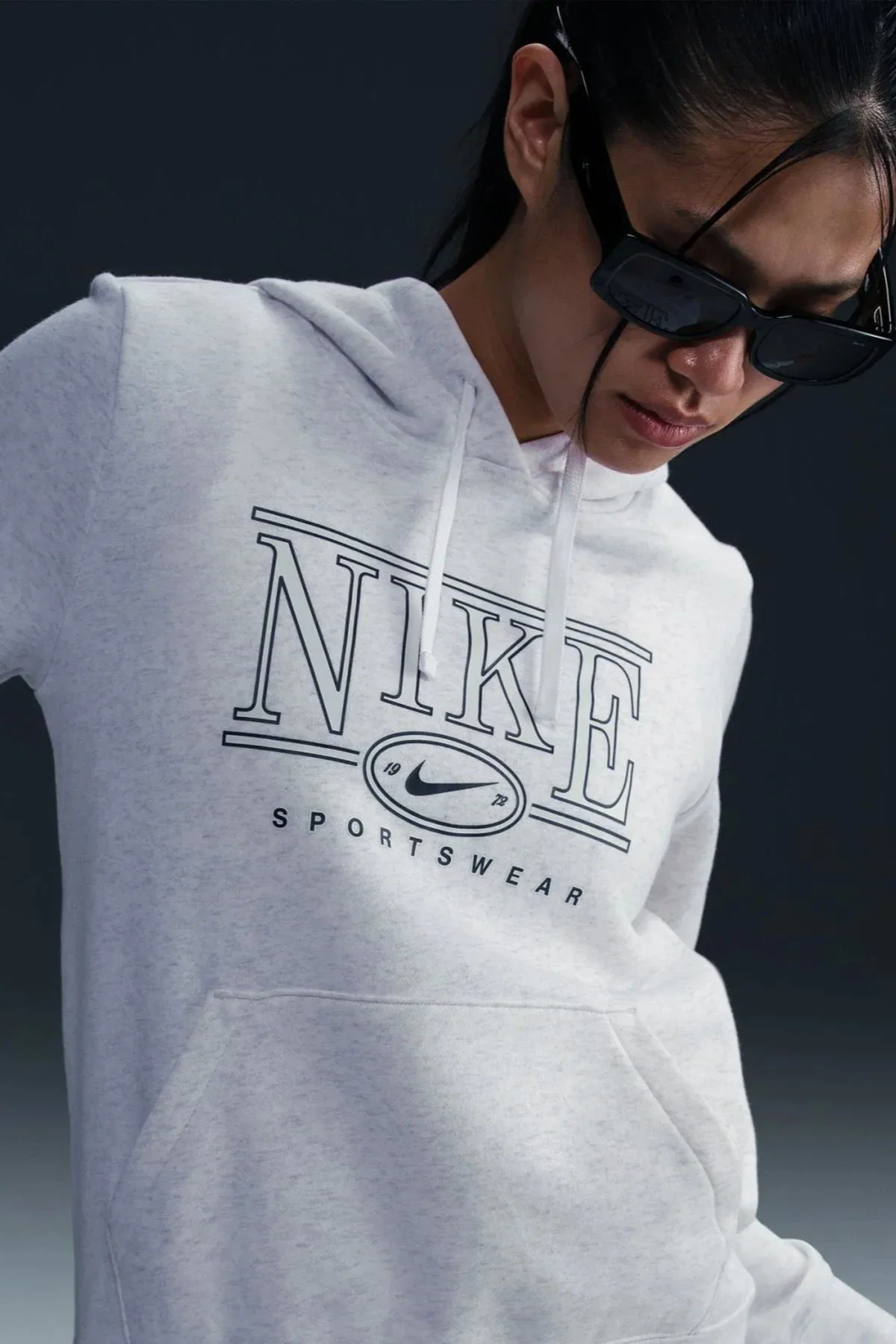 Nike Club Fleece GX Hoodie Women Sweatshirt Kapüşonlu Kadın Kazak Kirli Beyaz