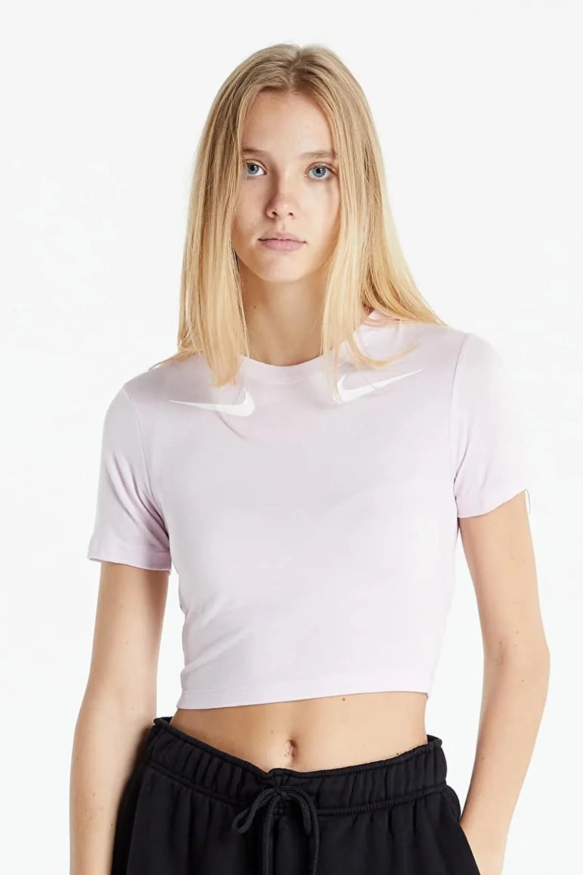 Nike Double Swoosh Crop Fit Tee Pink Likralı ince Crop Kısa Tişört Pembe Nike Double Swoosh Crop Fit Tee Pink Likralı ince Crop Kısa Tişört Pembe