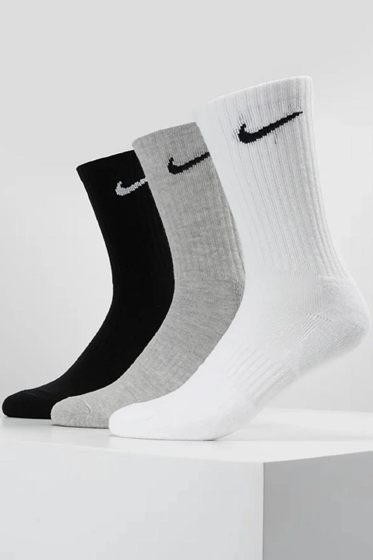 Nike Dri Fit Everyday 3 Pack White Black Gray 3 lü Unisex Soket Çorap Fiyatı, Yorumları ve Özellikleri