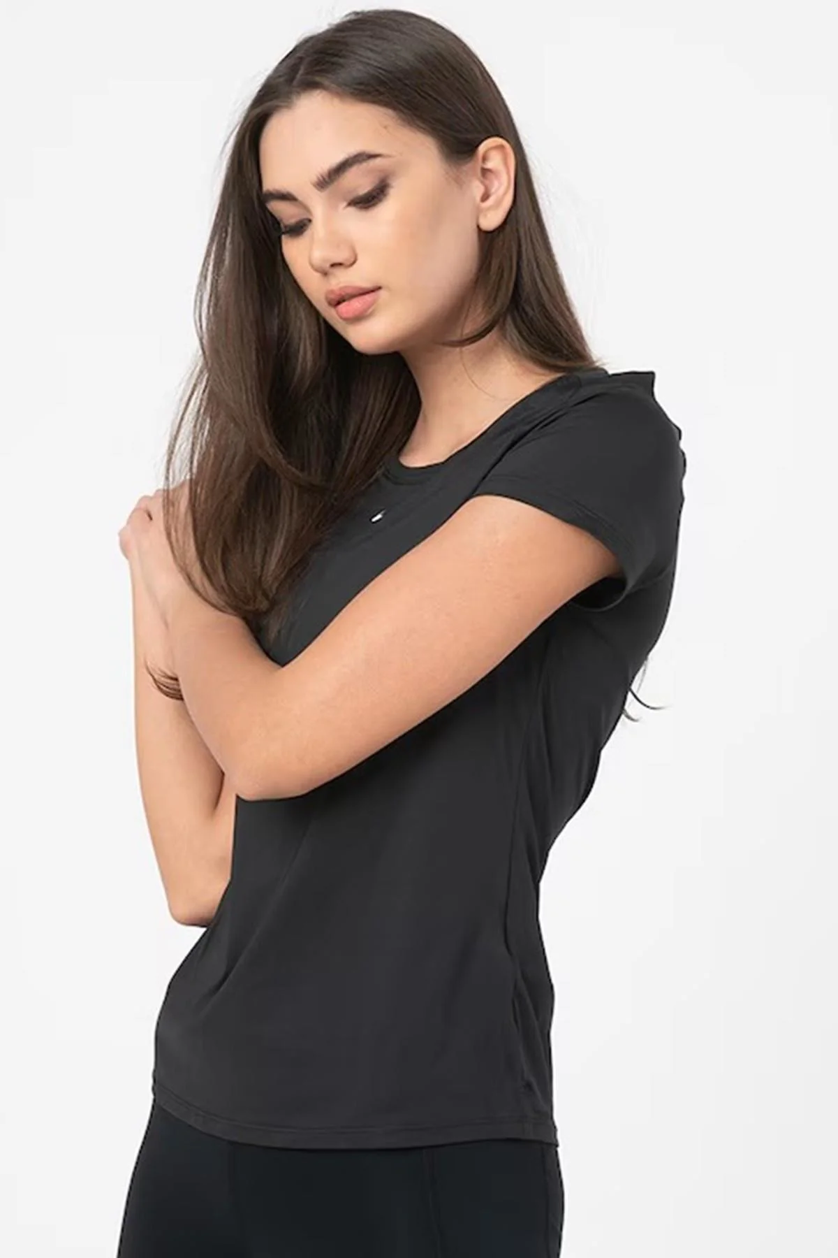 Nike Dri Fit Training One Slim Tshirt Black Kadın Antreman Tişörtü Siyah