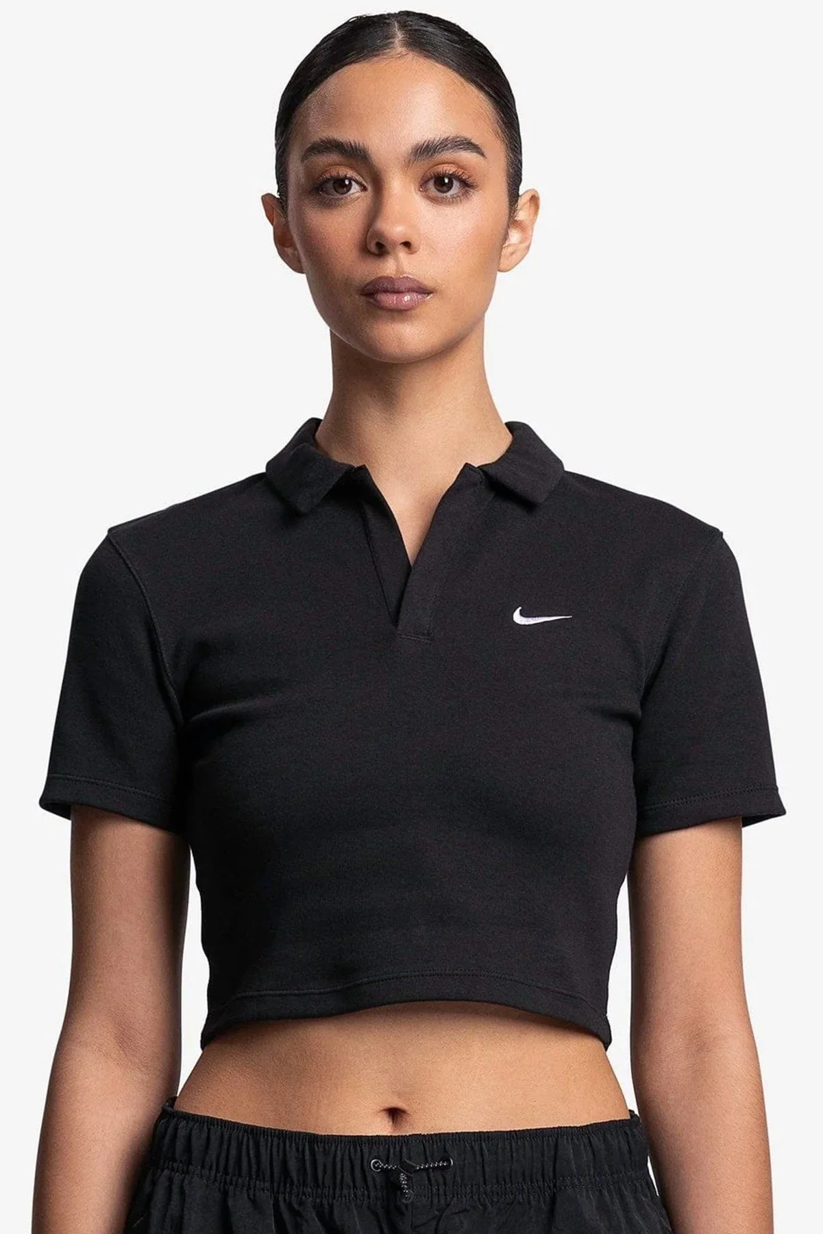 Nike Essential Swoosh Short Sleeve Polo Top Black Kadın Slim Fit Crop Polo Yaka Tişört Siyah Fiyatı, Yorumları ve Özellikleri