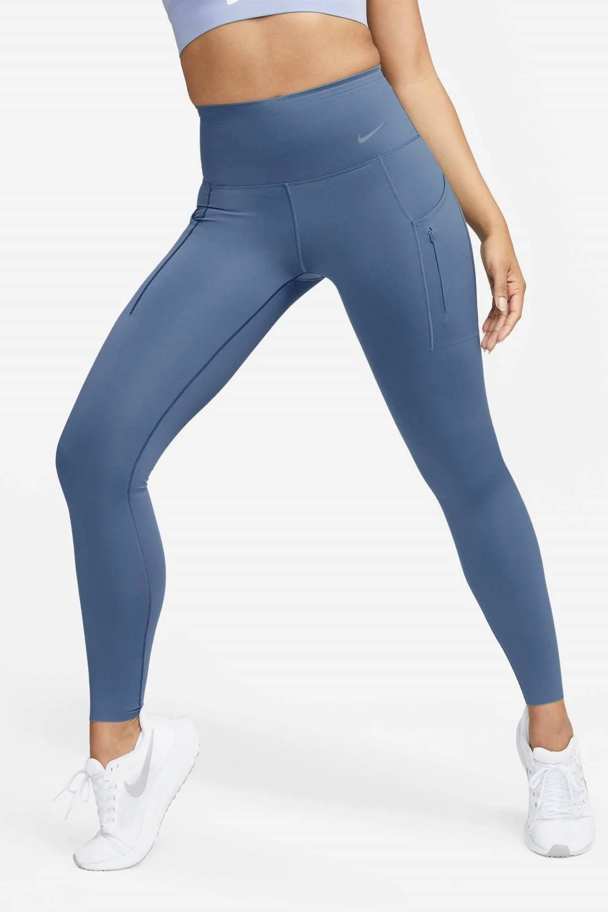 Nike Go Firm Support High Rise Full Length Kadın 6 Cepli Antreman Taytı Koyu Mavi