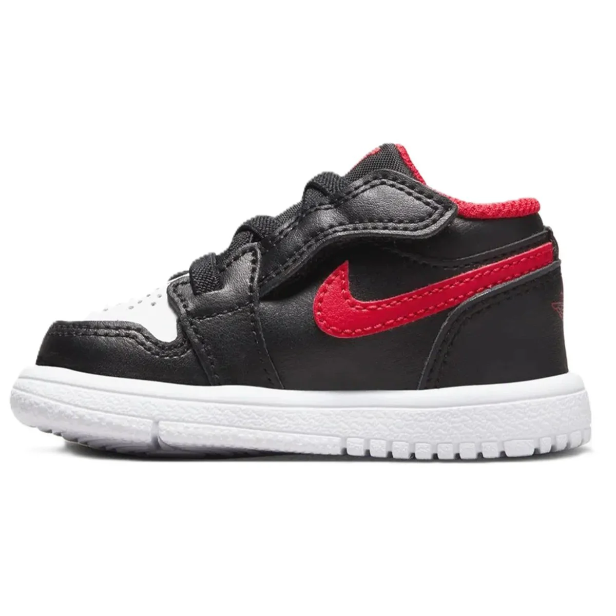 Nike Jordan 1 Low Alt Leather Sneakers Hakiki Deri Lastik Bağcıklı Cırtlı Çocuk Spor Ayakkabı Siyah Beyaz