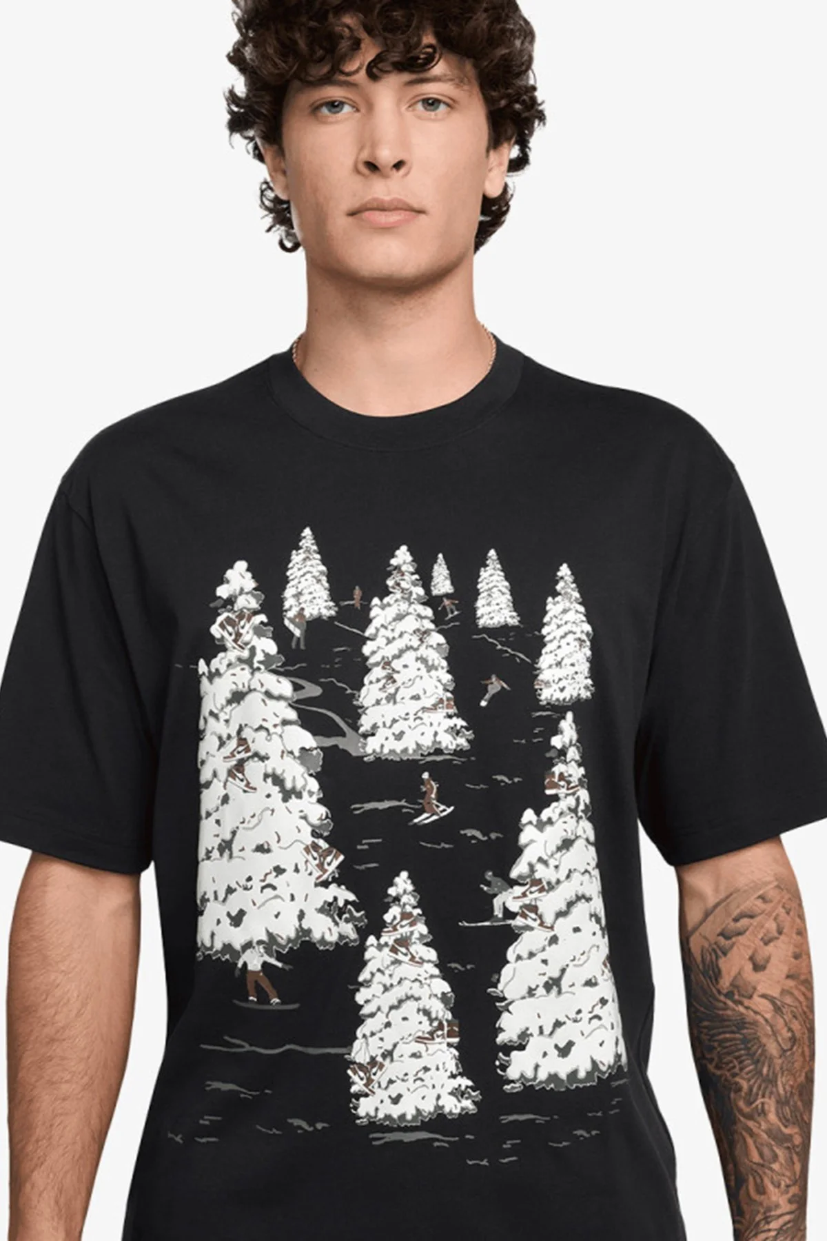 Nike Jordan Brooklyn Holiday Crew Mens Black Tee Grafik Baskılı Pamuklu Erkek Tişört Siyah