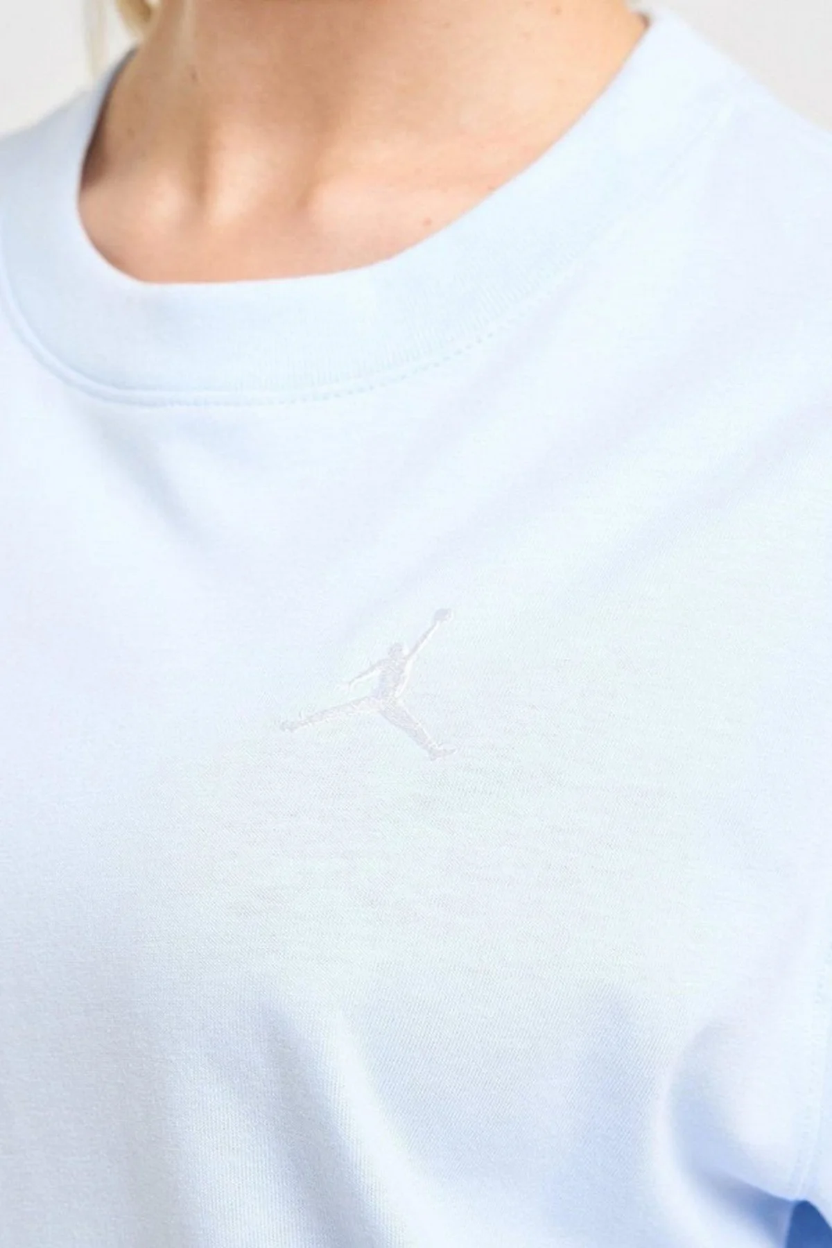 Nike Jordan Essential Women's Loose Fit T-Shirt Kadın Nakış Logo Pamuklu Bol Kesim Tişört Açık Mavi Fiyatı, Yorumları ve Özellikleri