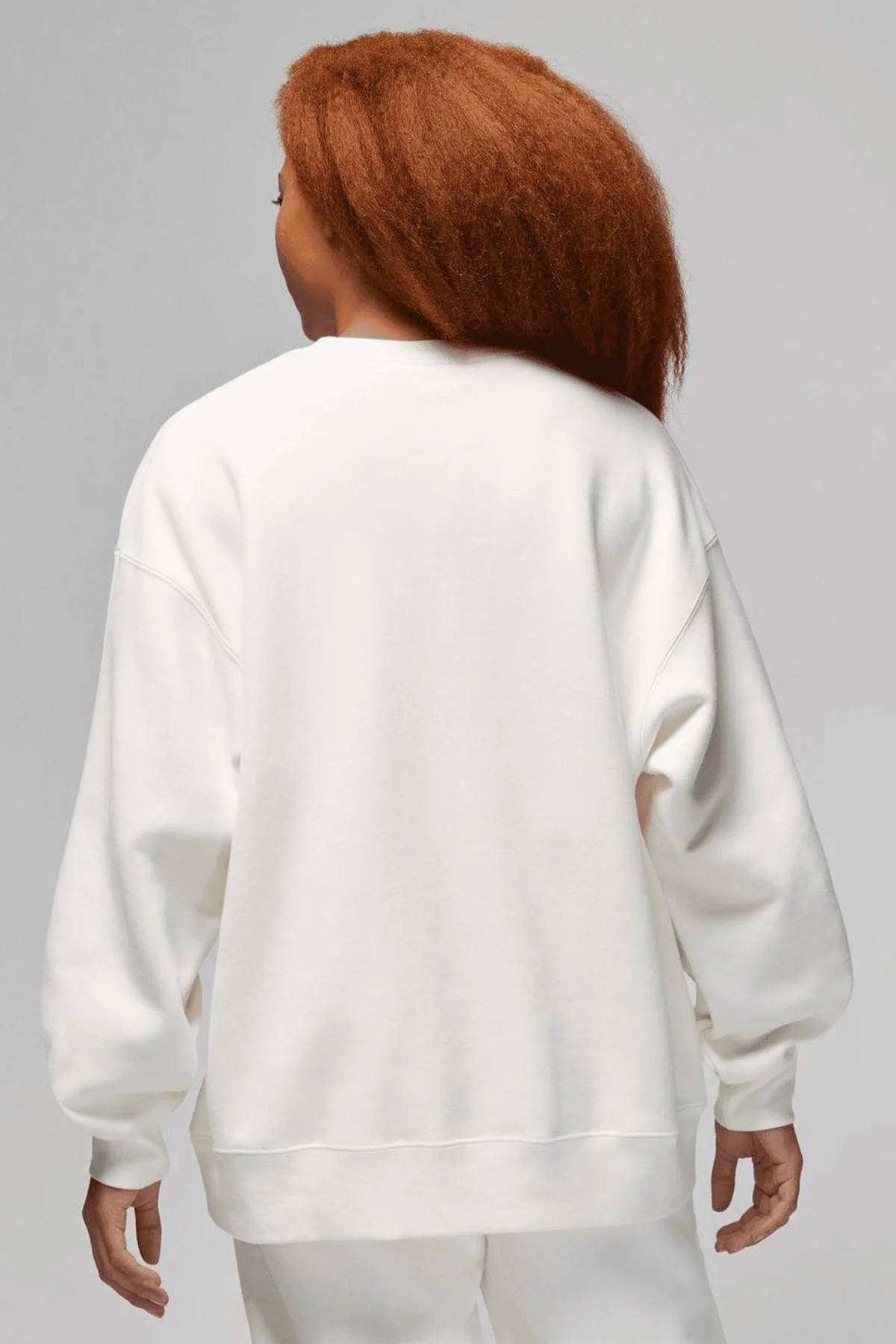 Nike Jordan Flight Fleece Crew Oversize Kadın Geniş Kalıp Sweatshirt Beyaz
