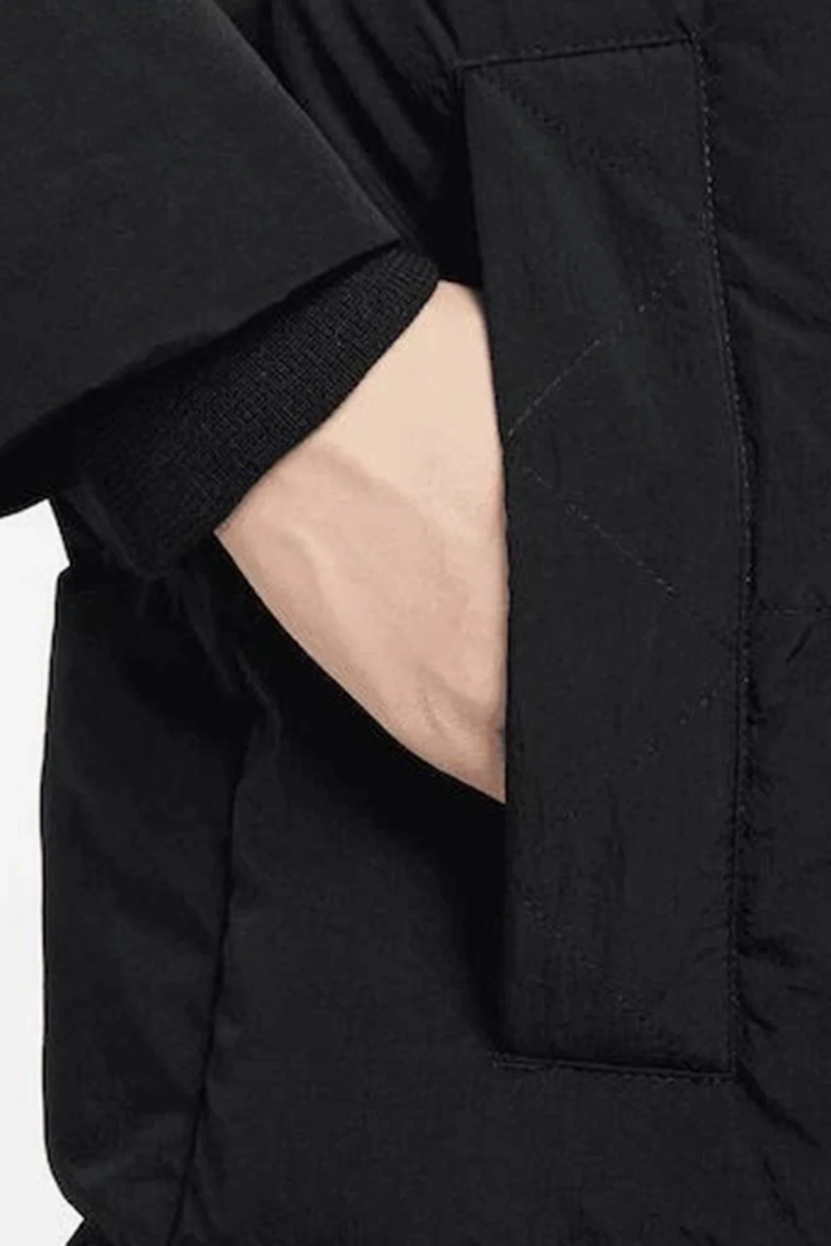 Nike Jordan Flight Loose Fit Down Fill Parka Çıkarılabilir Kapüşonlu Bol Kesim Kaz Tüyü Kadın Parka Siyah
