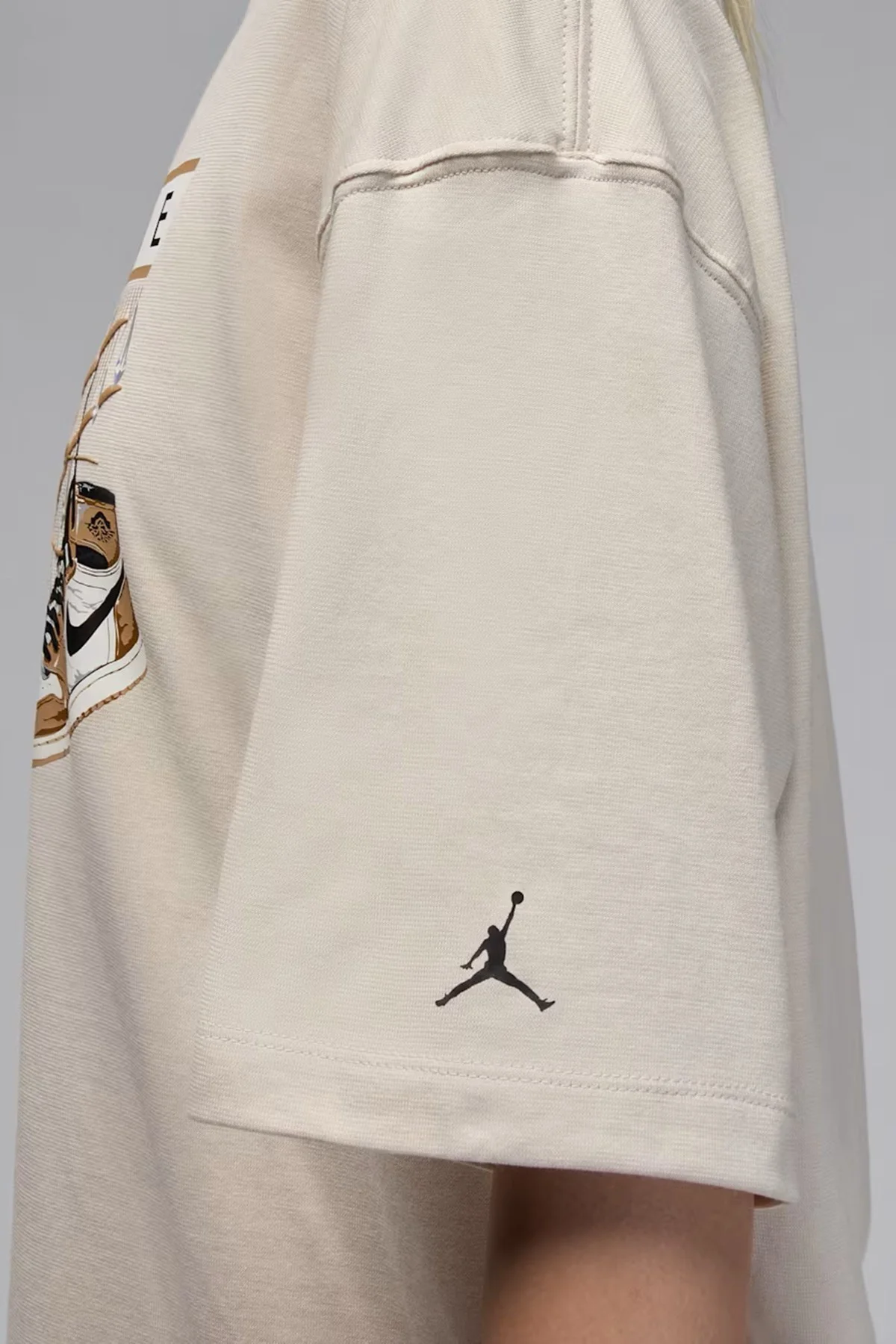 Nike Jordan Flight Women's Oversized T-Shirt Kadın Grafik Logo Pamuklu Tişört Krem