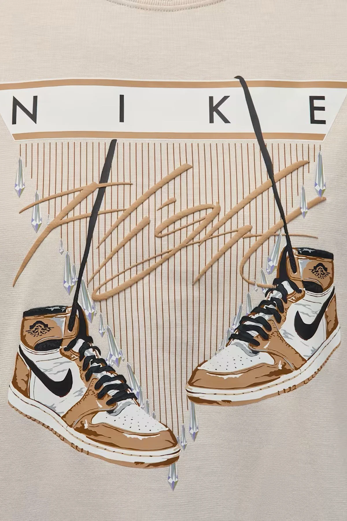 Nike Jordan Flight Women's Oversized T-Shirt Kadın Grafik Logo Pamuklu Tişört Krem