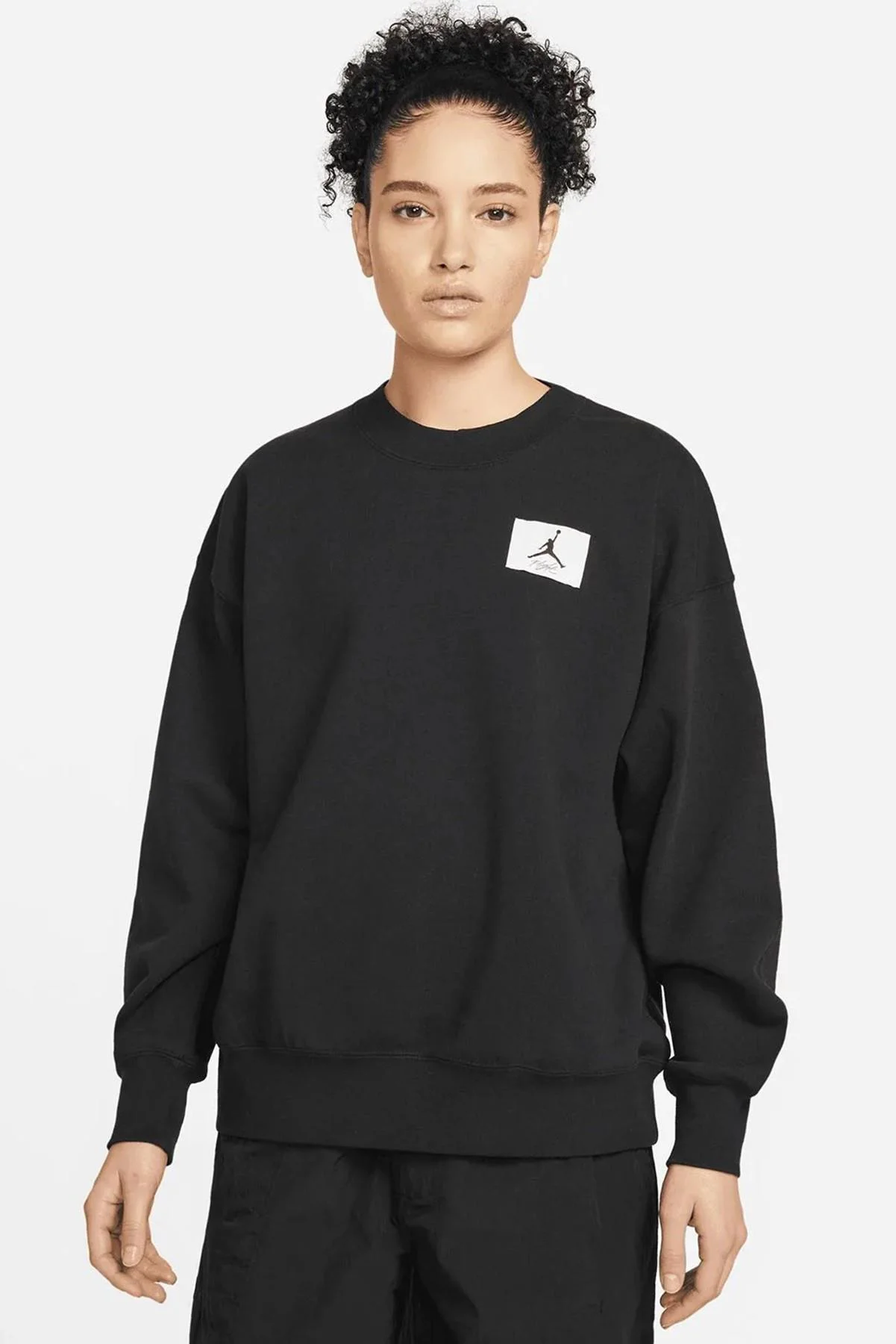 Nike Jordan Jumpman Essen Fleece Crew Oversize Kadın Geniş Kalıp Pamuk Sweatshirt Siyah Fiyatı, Yorumları ve Özellikleri